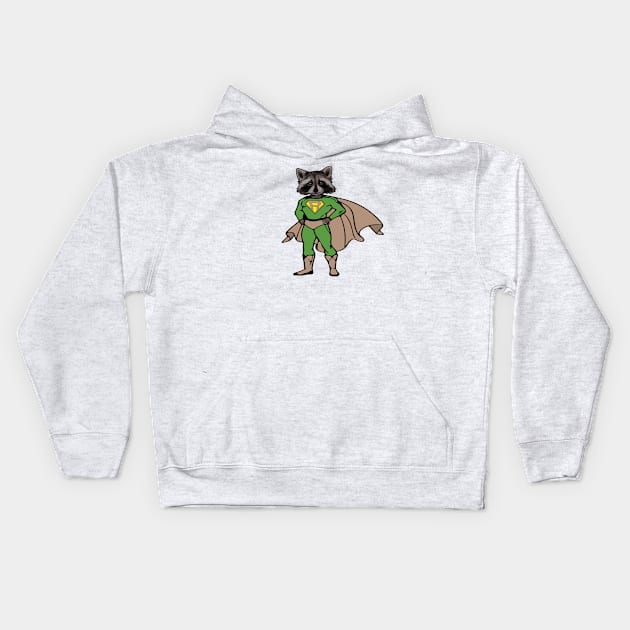 Super Raccoon Kids Hoodie by sketchpets